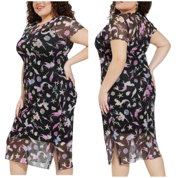 torrid Dresses & Skirts - Torrid NWT Disney The Little Mermaid Midi Mesh T-Shirt Dress Size 1X Ariel